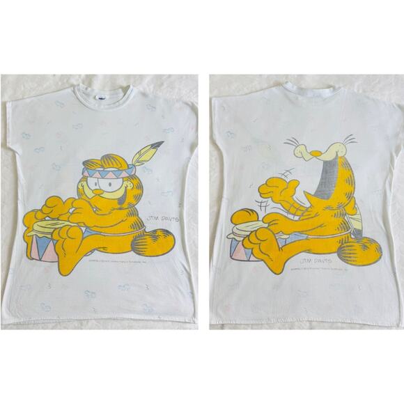 VTG 1978 Garfield Short Sleeve Single Stitch Jim Davis Flirts Night T-Shirt OS - Picture 1 of 8